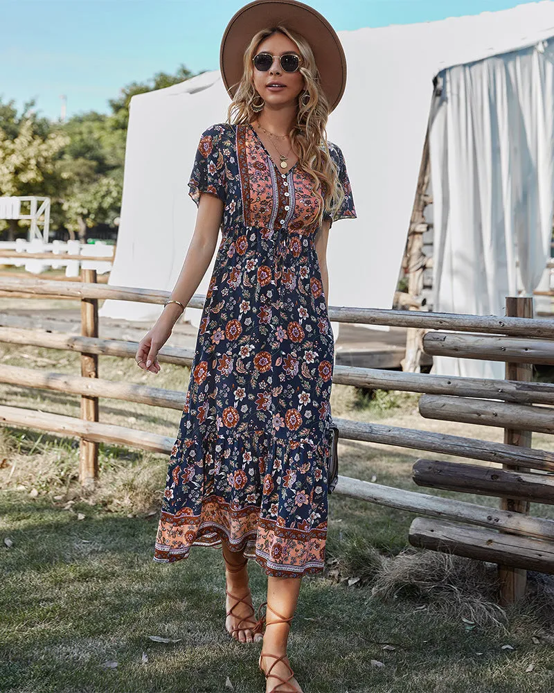 Club Tropicana Embroidered Maxi Dress - Salmon - FINAL SALE