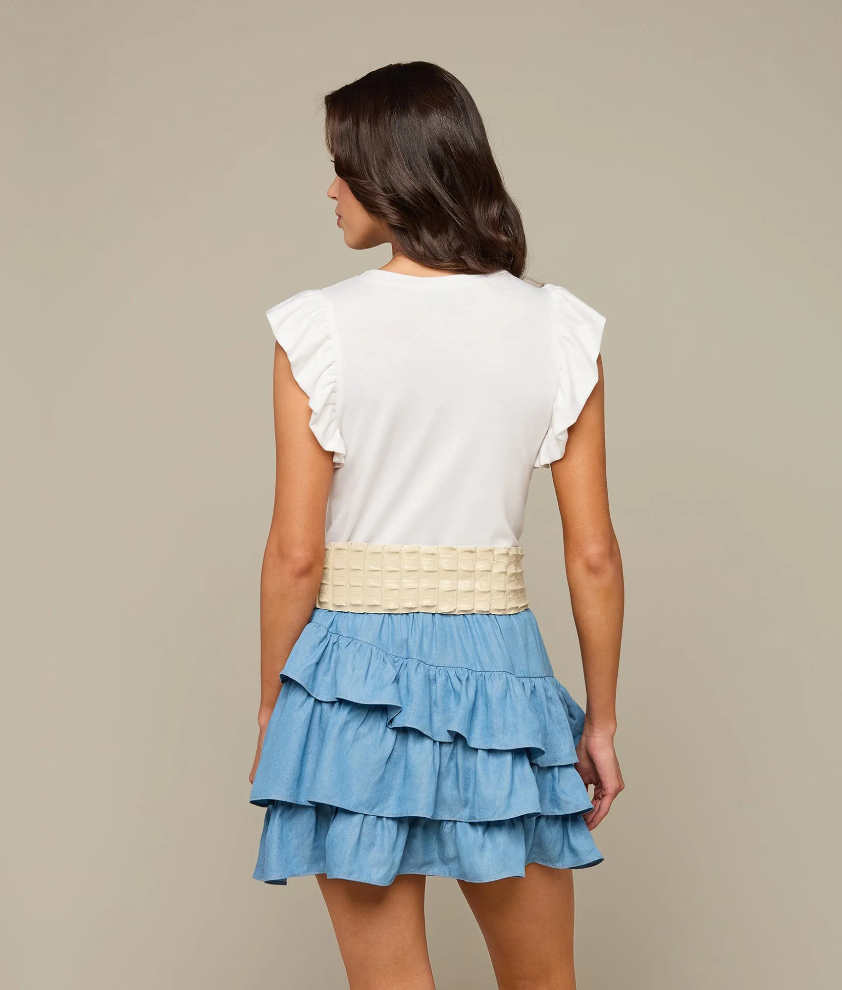 Cora Diagonal Ruffle Skirt :: Blue