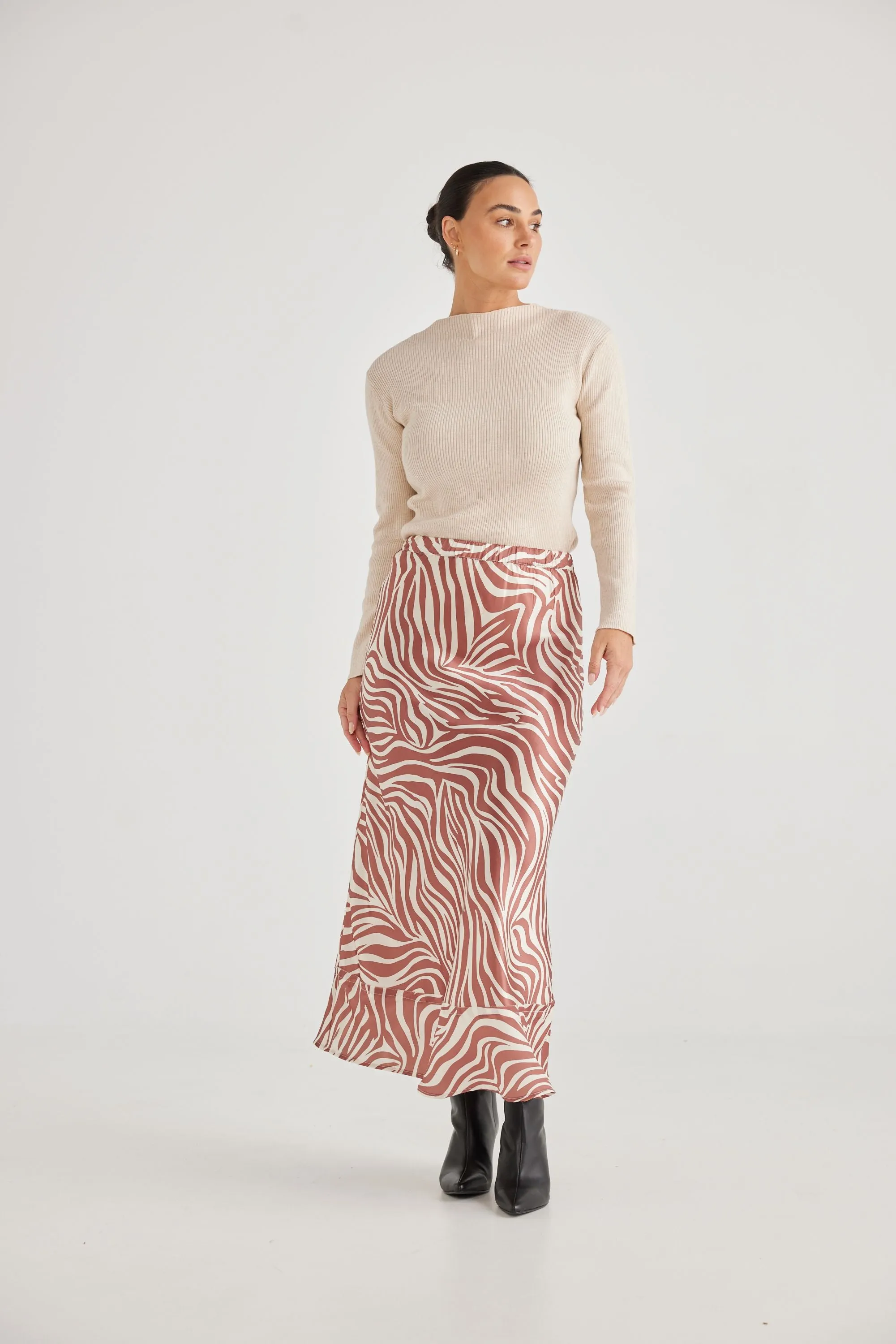 Corinne Skirt (Tan Zebra)