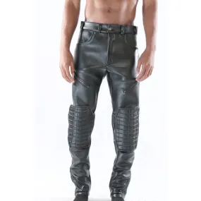 Custom Black leather trouser with removable knee pads