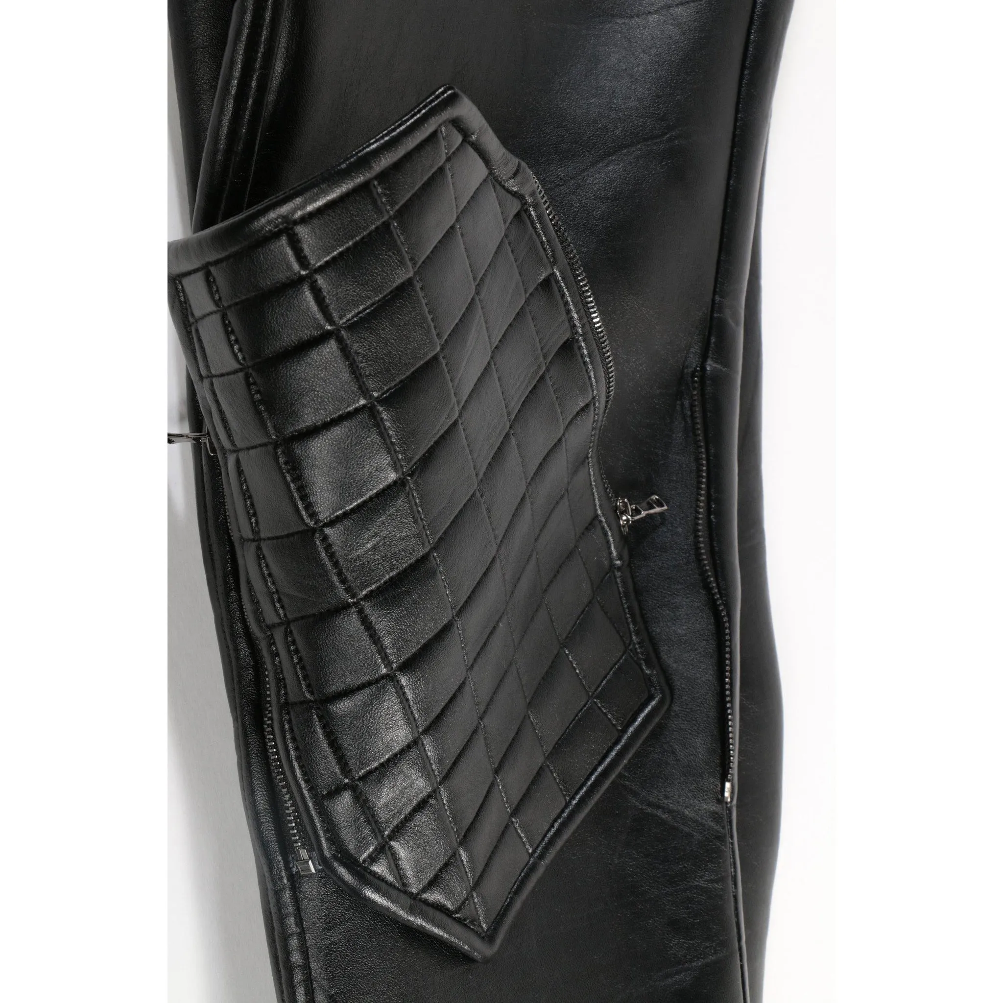 Custom Black leather trouser with removable knee pads