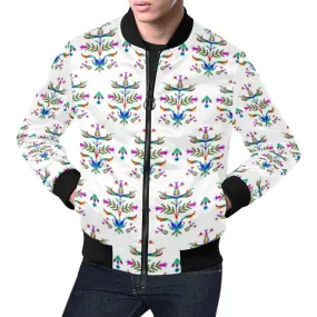 Dakota Damask White All Over Print Bomber Jacket for Men