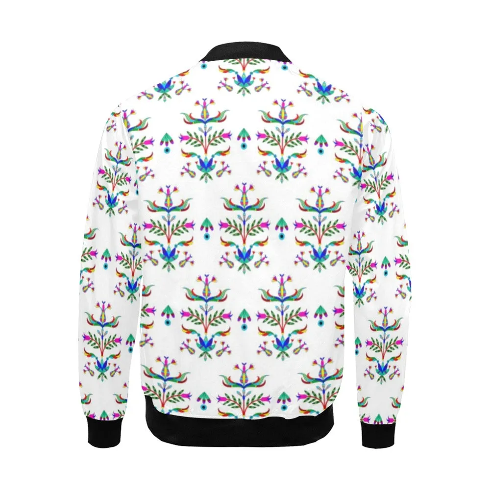 Dakota Damask White All Over Print Bomber Jacket for Men