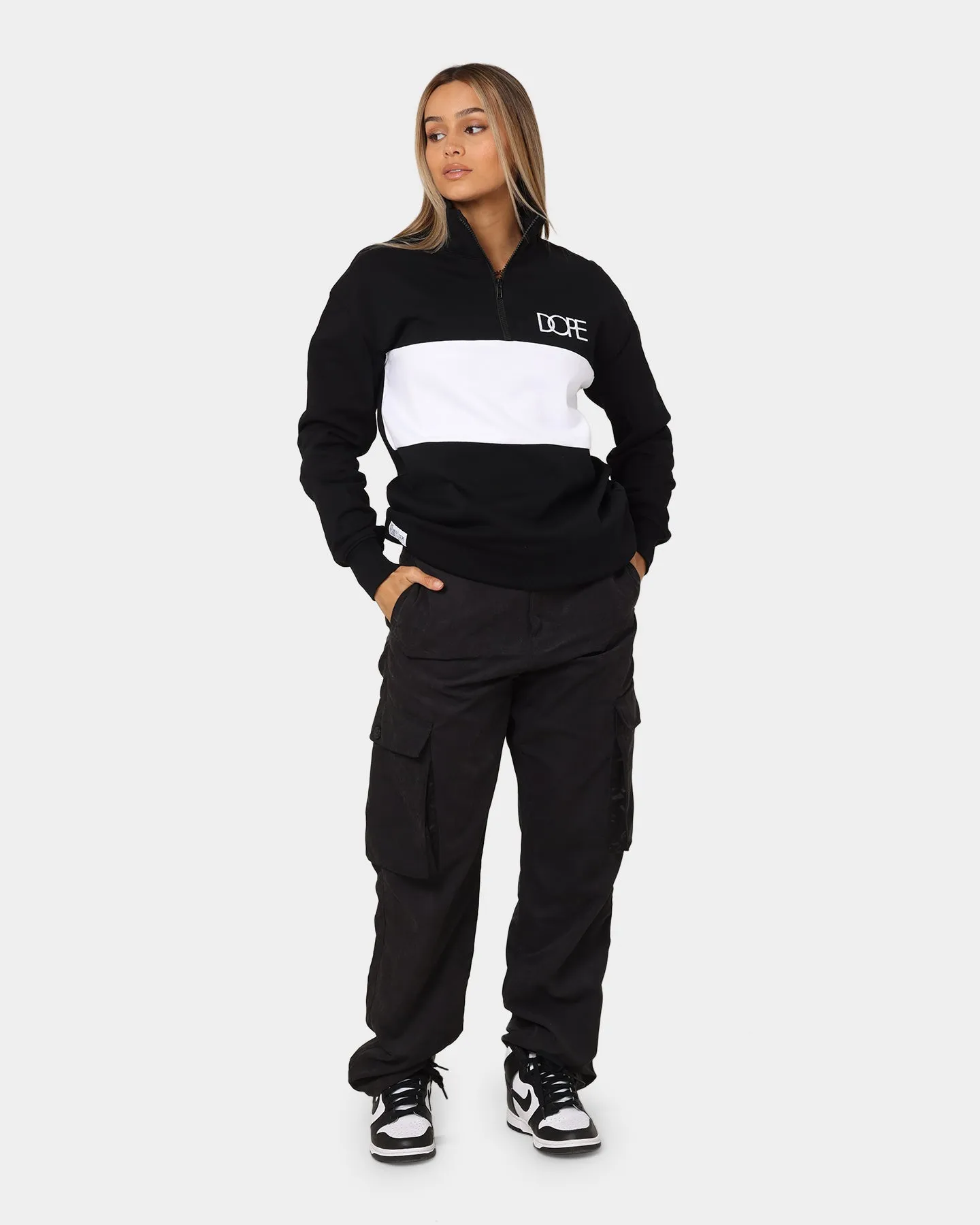 DOPE Panel Zip Crewneck Black/White