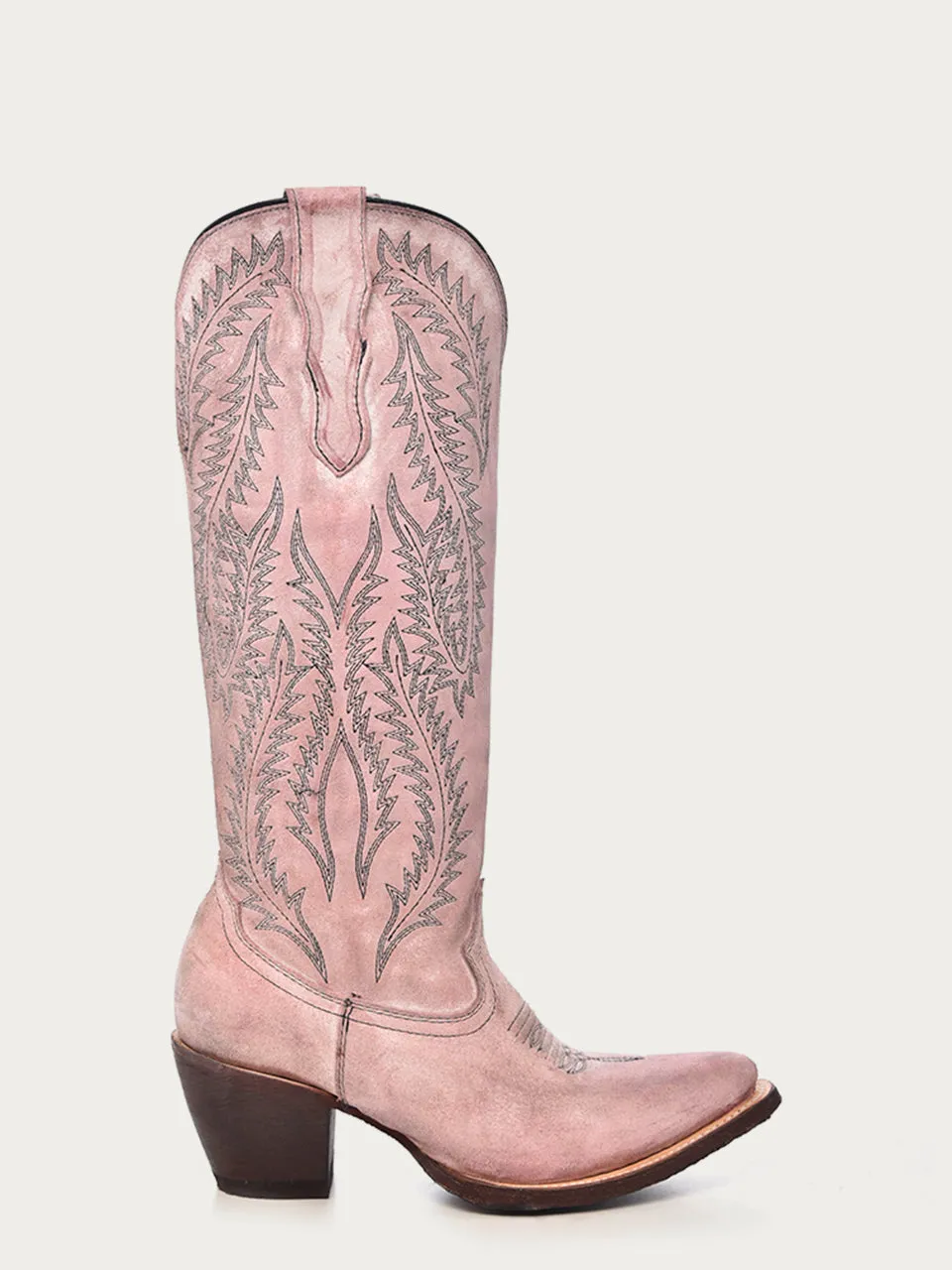 E1447 - WOMEN'S EMBROIDERY ROSE TALL TOP SNIP TOE COWBOY BOOT