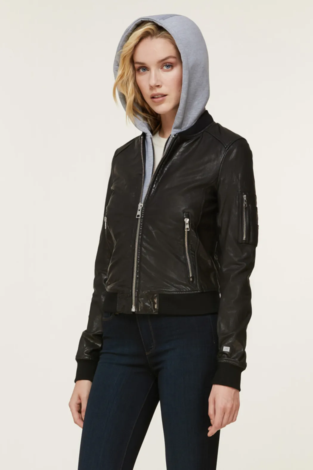 Farica Leather Bomber Jacket