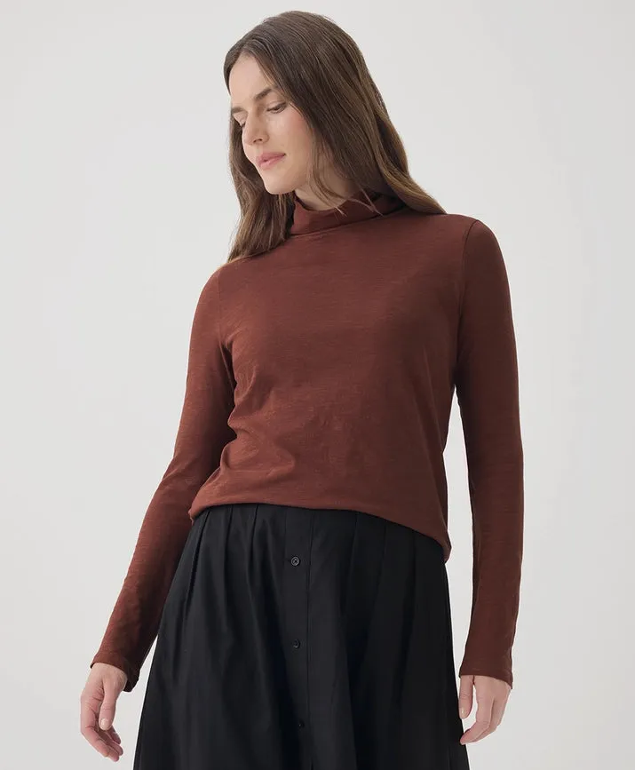 Featherweight Slub Turtleneck - Mahogony