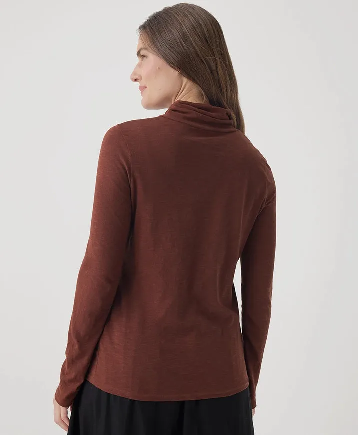 Featherweight Slub Turtleneck - Mahogony