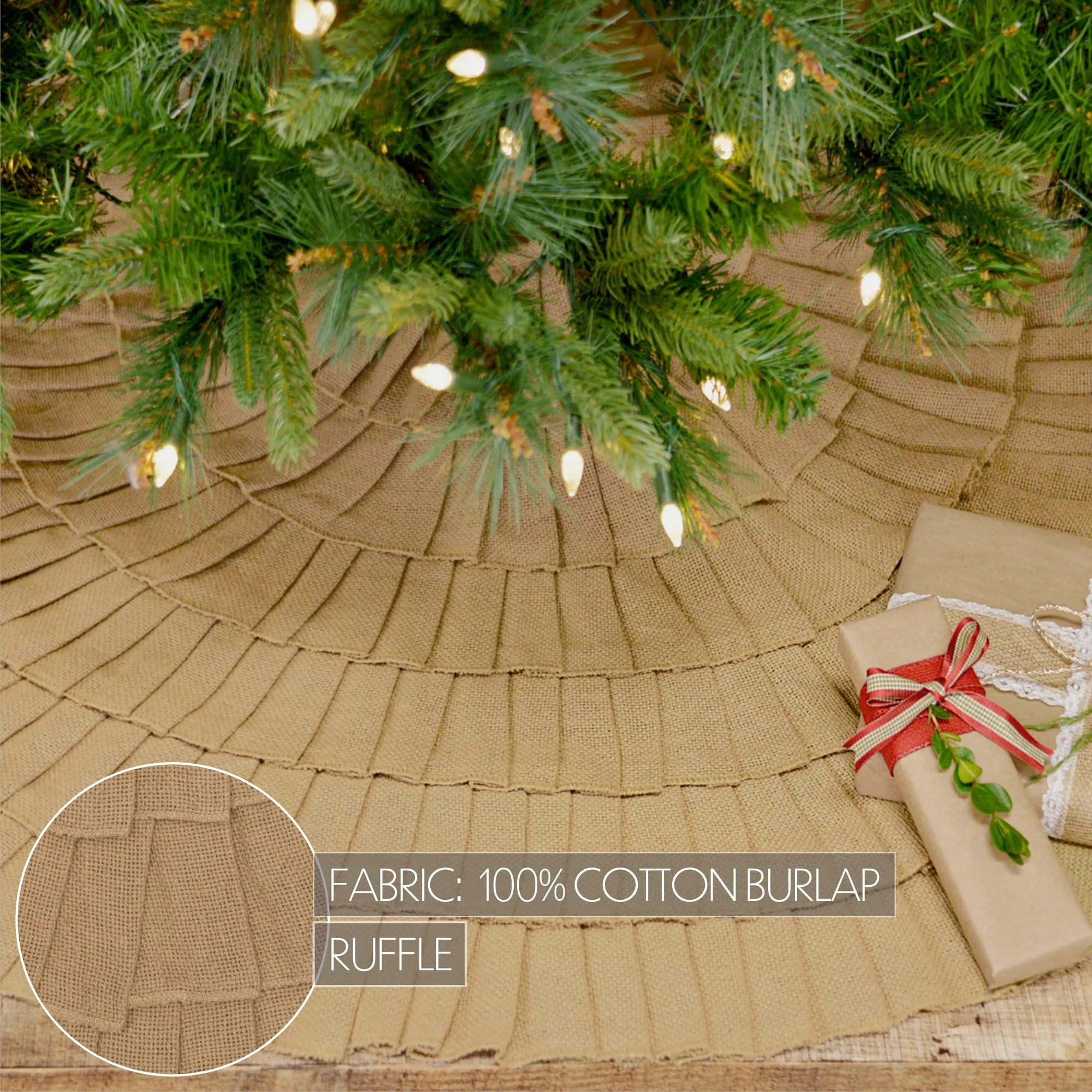 Festive Natural Burlap Ruffled Tree Skirt 48