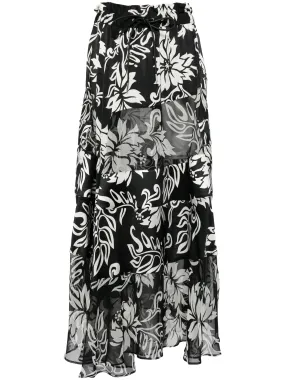 FLORAL-PRINT PLEATED MIDI SKIRT