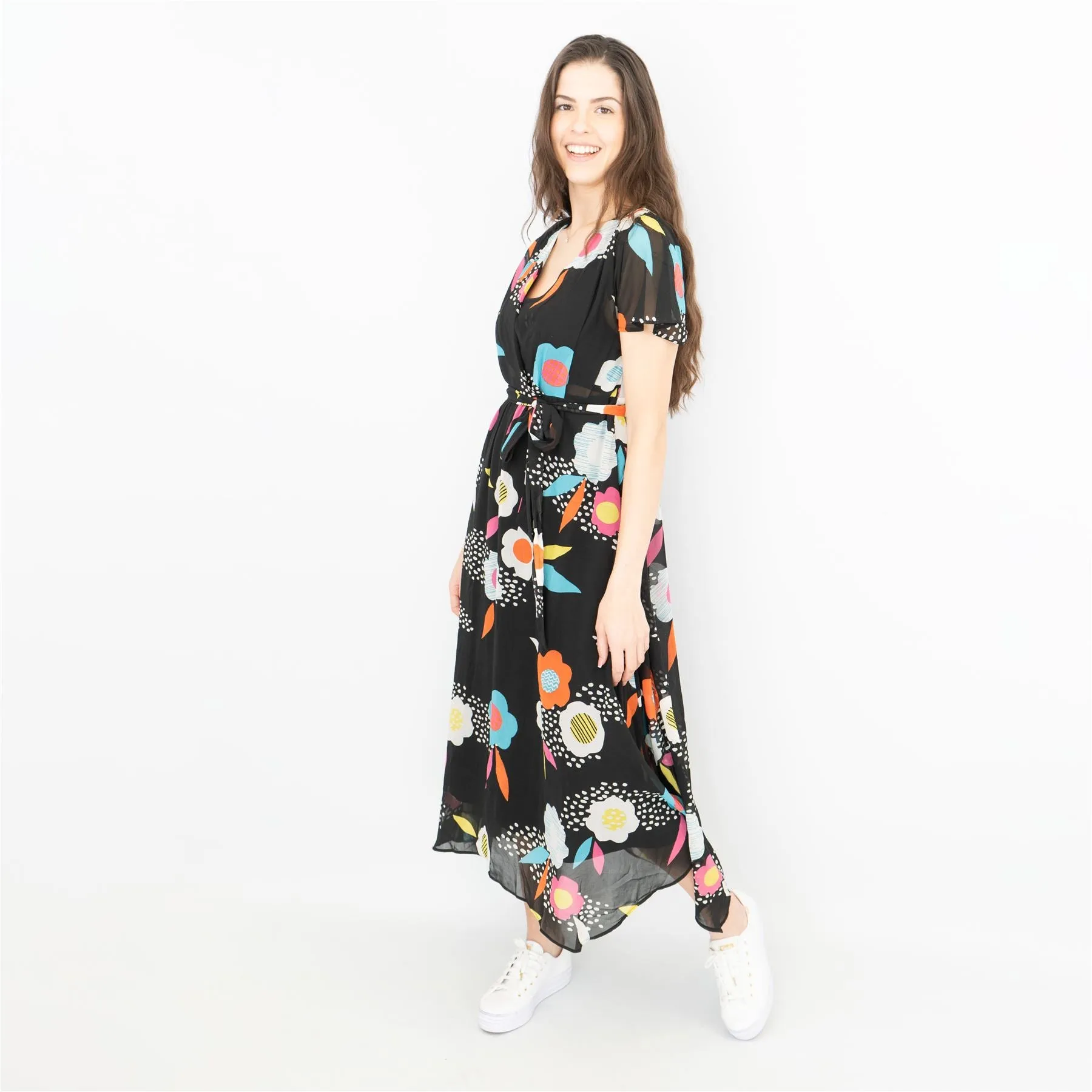 Frugi Celeste River Flower Maternity Nursing Cross Wrap Midi Dress