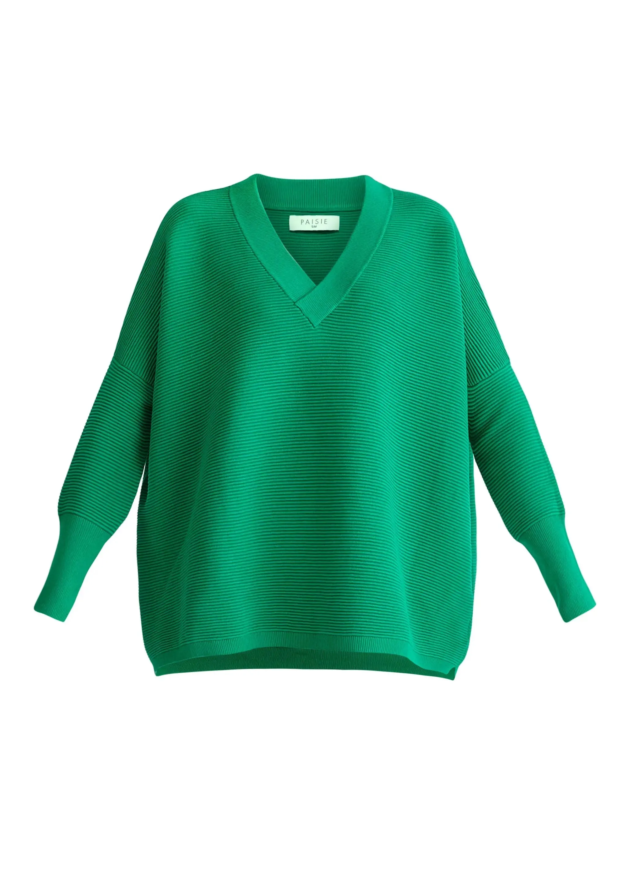 Green V-Neck Ribbed Jumper