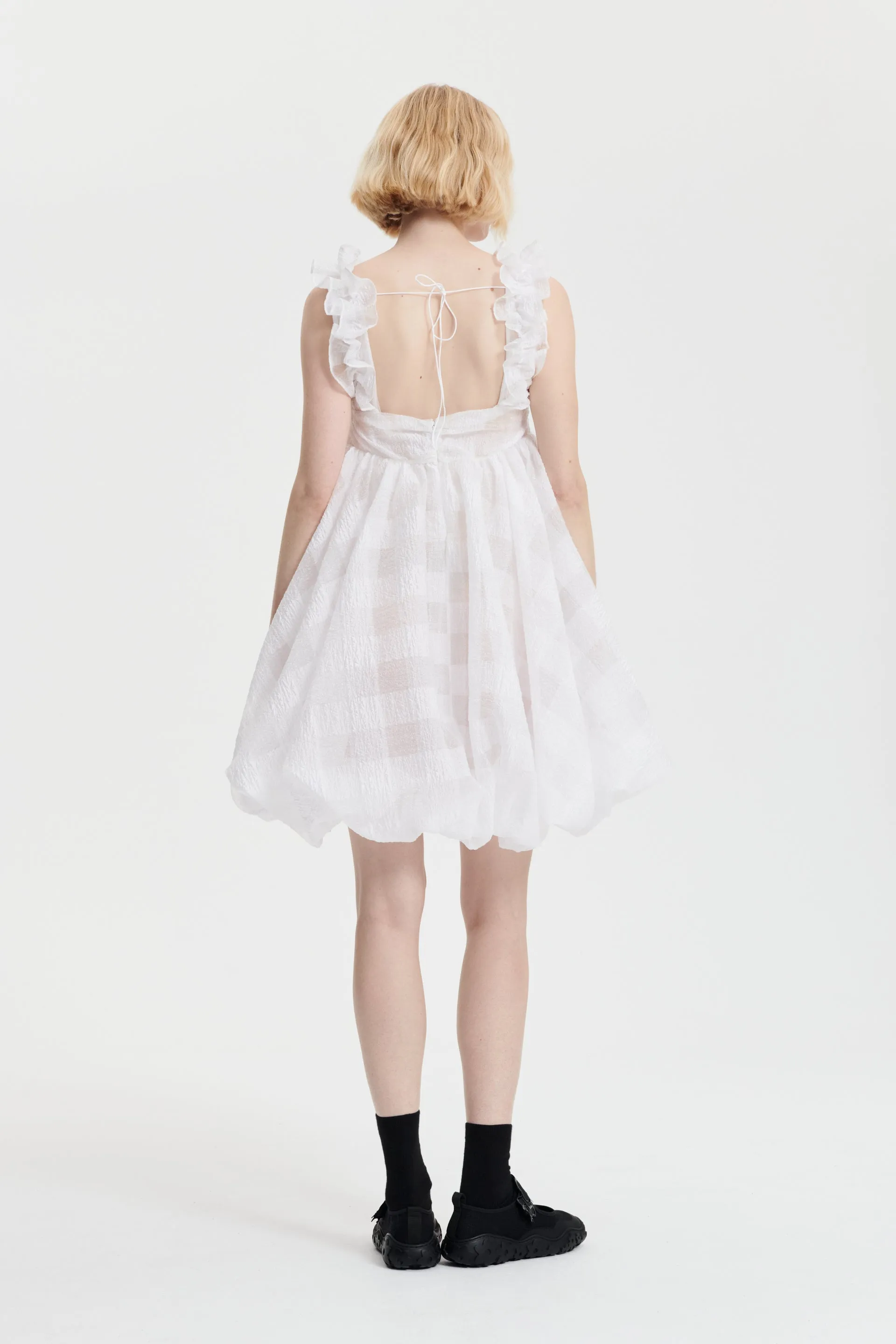 GWEN | DRESS GINGHAM JACQUARD WHITE