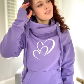 Heart Jumper, Cowl Neck Hoodie, Purple Hoody, Purple Cowl Neck Hoodie, Cosy Sweater, Heart Sweater, Teen Hoodie, Cute Jumper, Teen JUmper