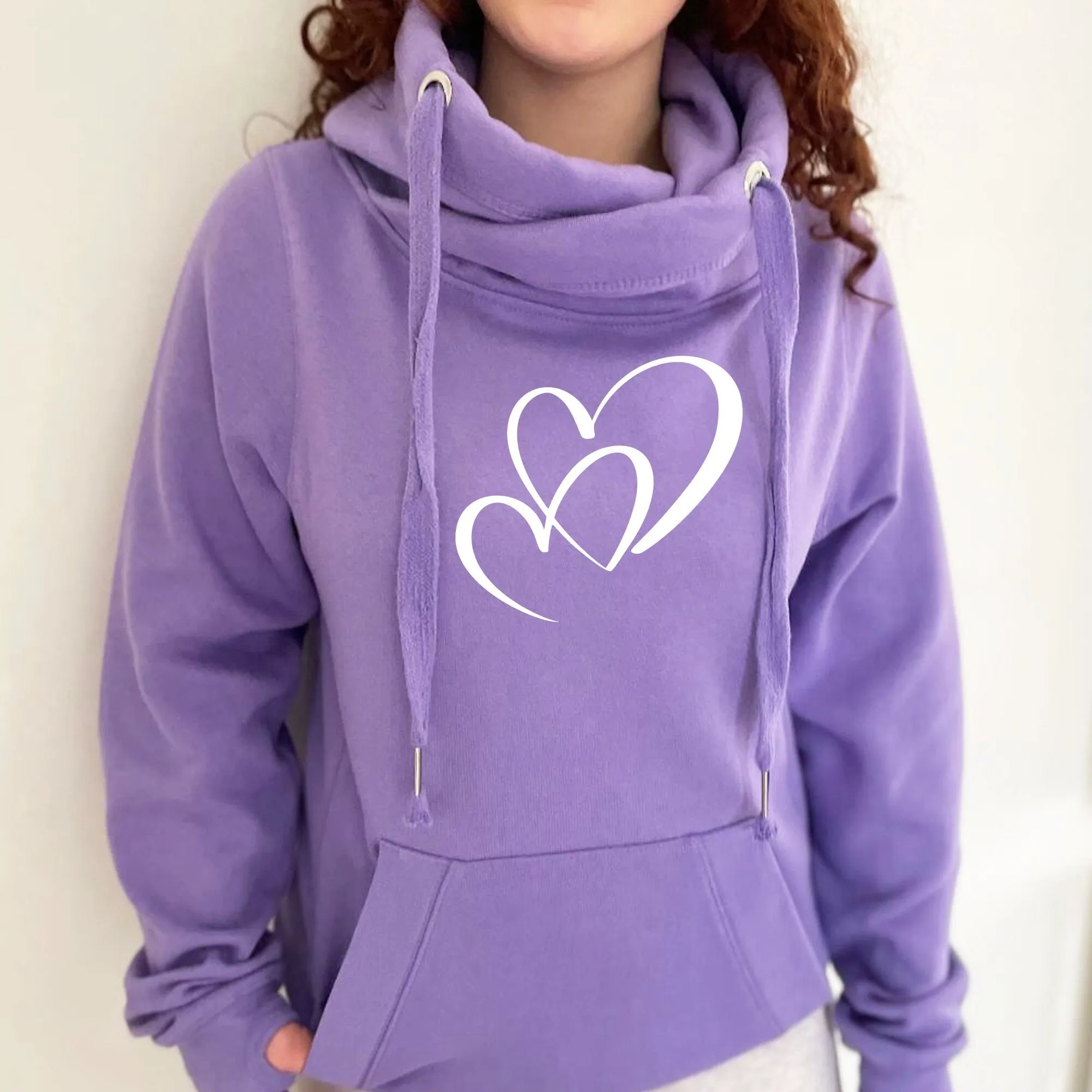 Heart Jumper, Cowl Neck Hoodie, Purple Hoody, Purple Cowl Neck Hoodie, Cosy Sweater, Heart Sweater, Teen Hoodie, Cute Jumper, Teen JUmper