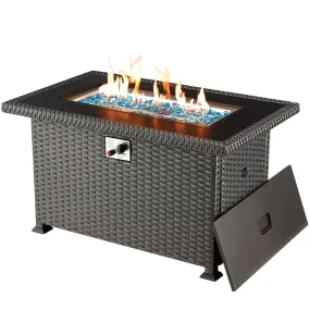 Homrest 44" Propane Gas Fire Pit Table 50000 BTU with Aluminum Tabletop, Black