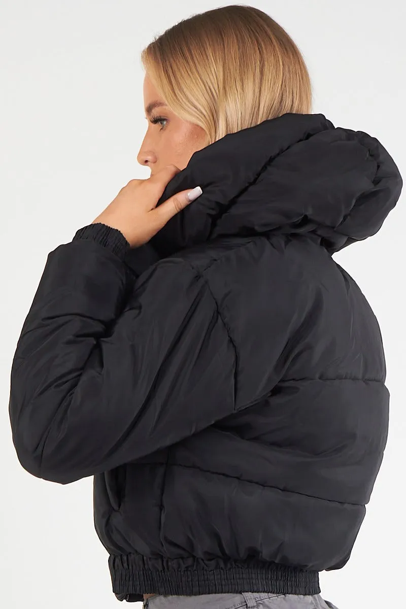 HOODED HEM DETAIL PUFFER JACKET