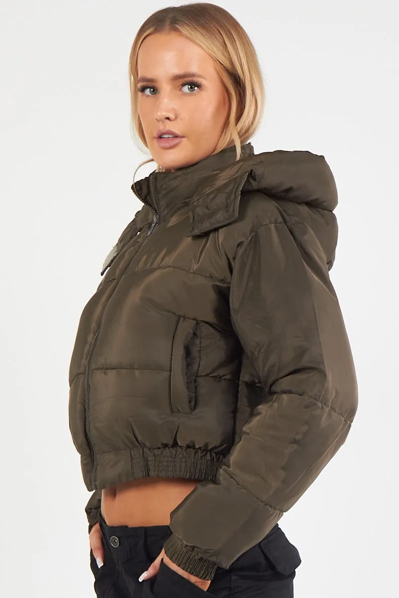 HOODED HEM DETAIL PUFFER JACKET