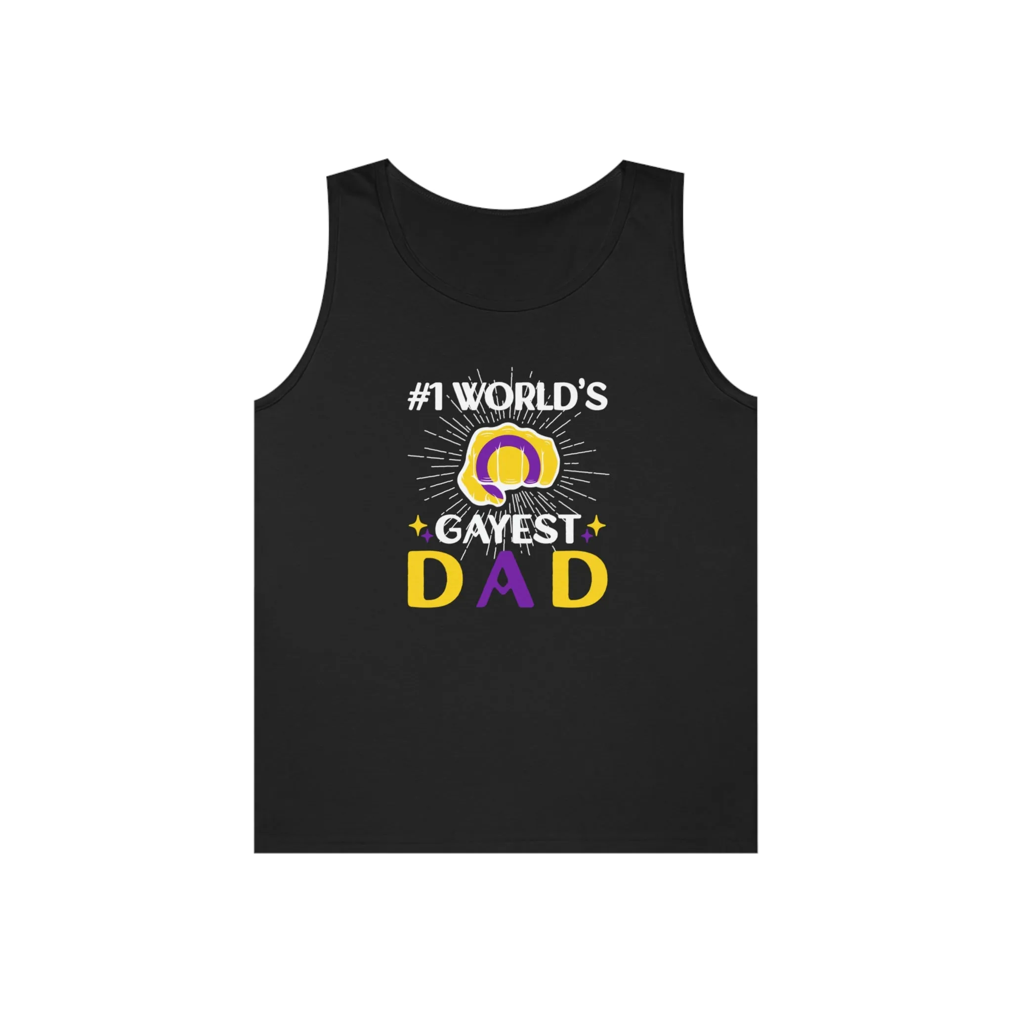 Intersexual Pride Flag Heavy Cotton Tank Top Unisex Size - #1 World's Gayest Dad