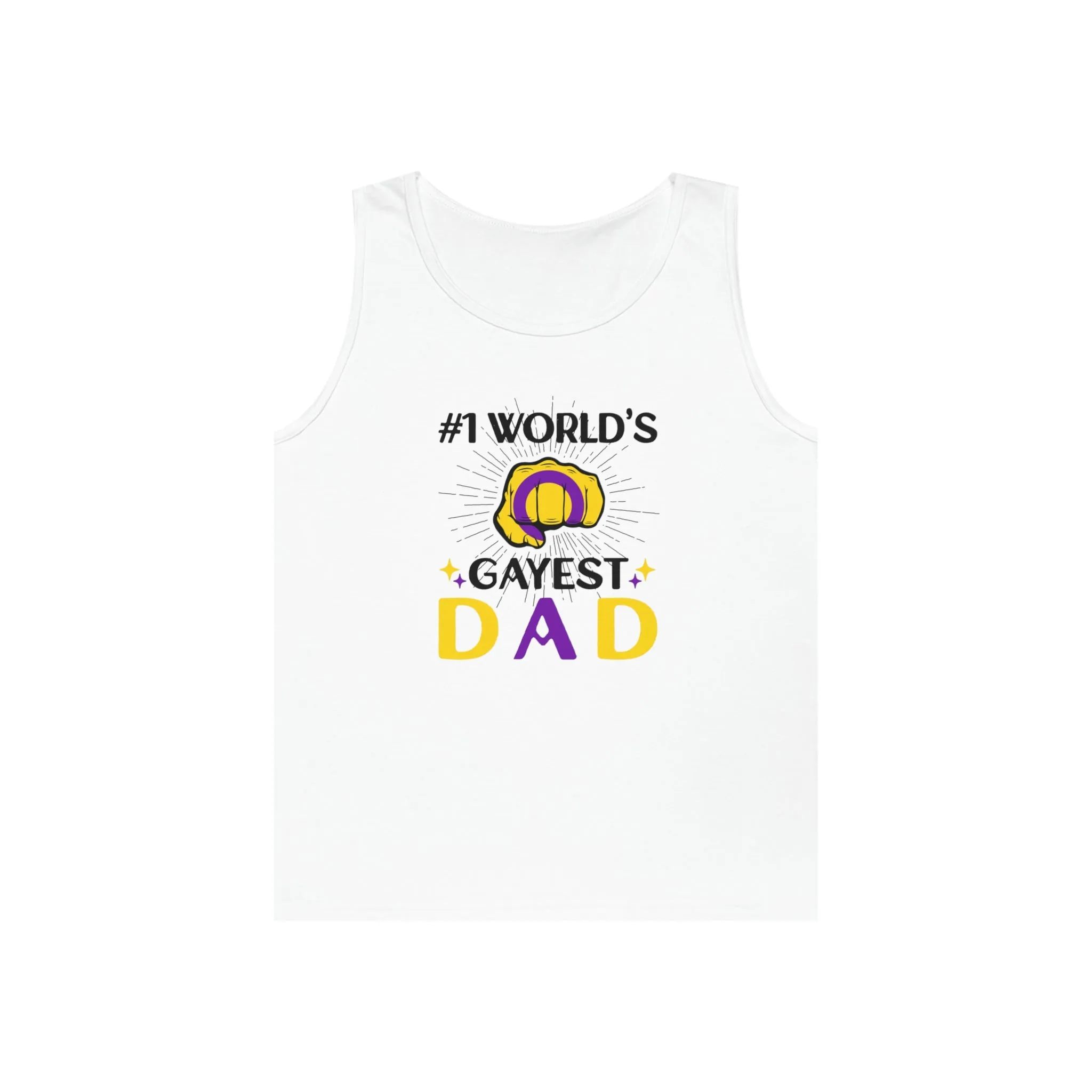 Intersexual Pride Flag Heavy Cotton Tank Top Unisex Size - #1 World's Gayest Dad