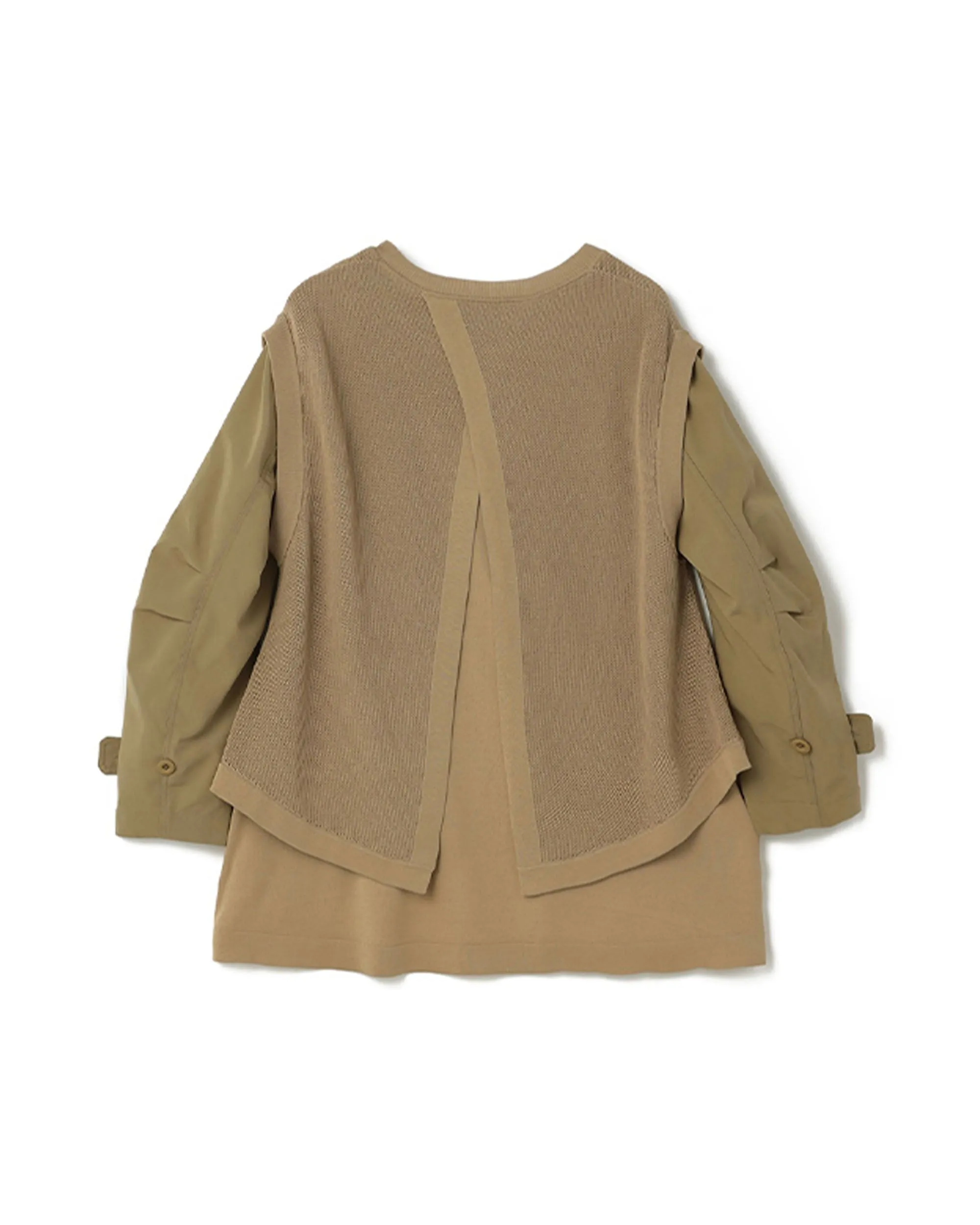 Jacket Sleeve 2 Layer Split Back Knit Top