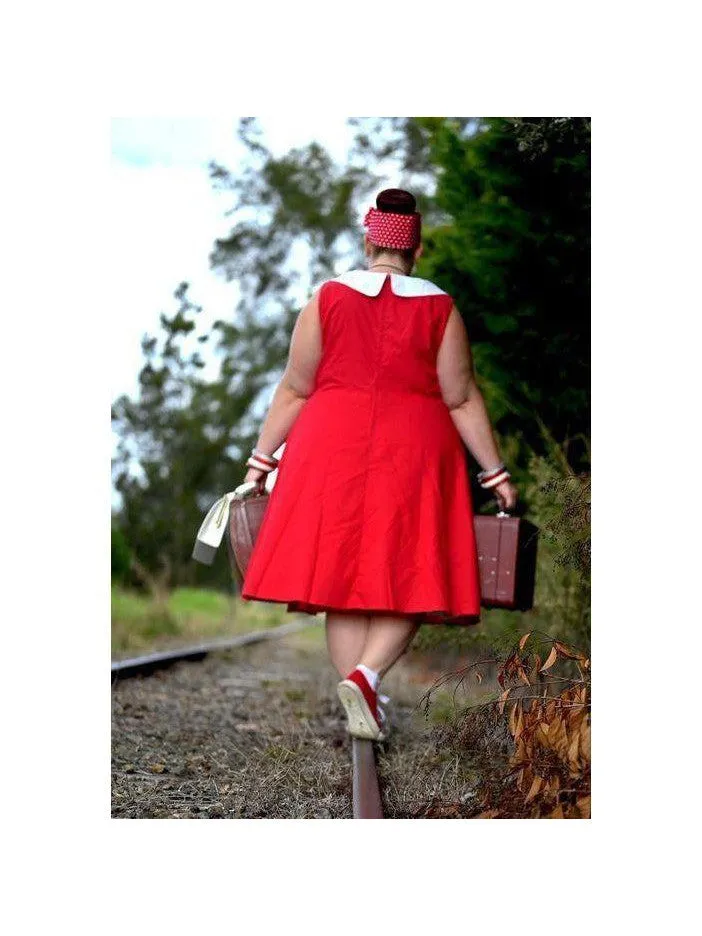 Jackie Ohhh Red Retro Midi Dress