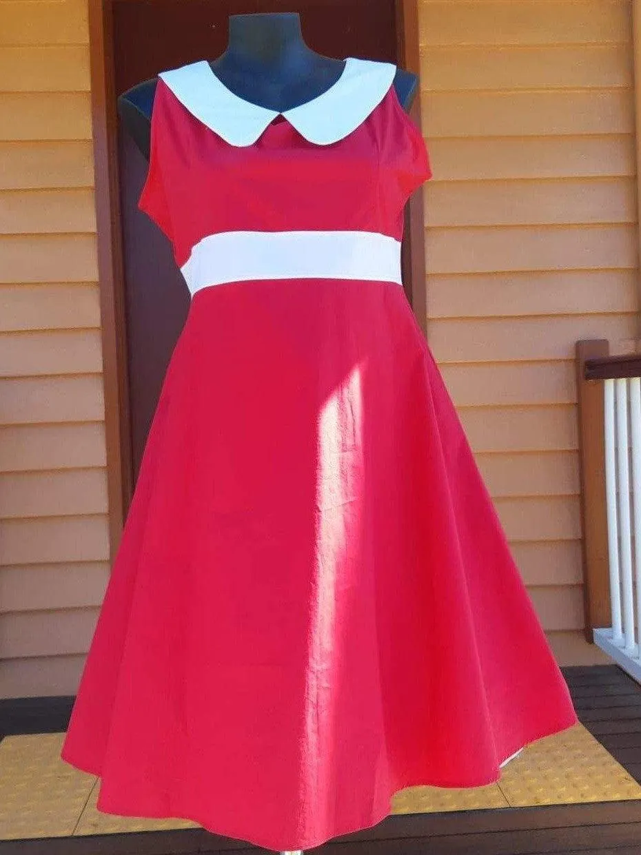 Jackie Ohhh Red Retro Midi Dress