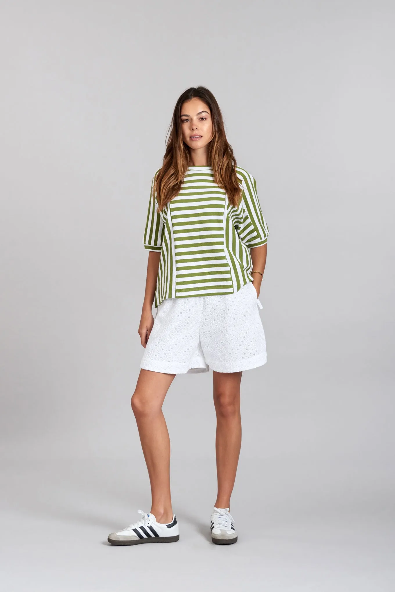 JUNIPER - Organic Cotton Top Green Stripe