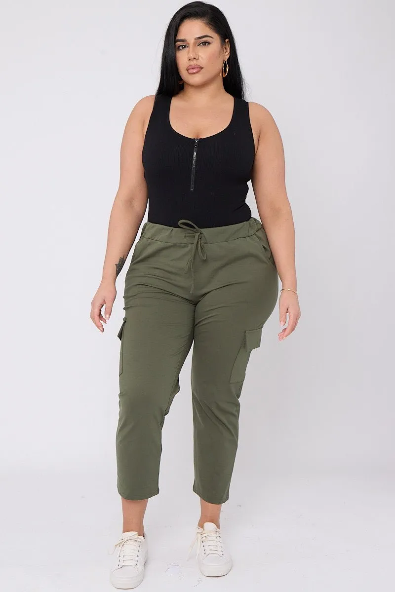 Kai PLUS SIZE Drawstring Waist Cargo Style Trousers With Pockets