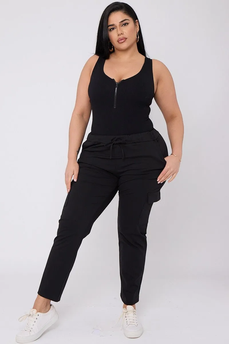 Kai PLUS SIZE Drawstring Waist Cargo Style Trousers With Pockets