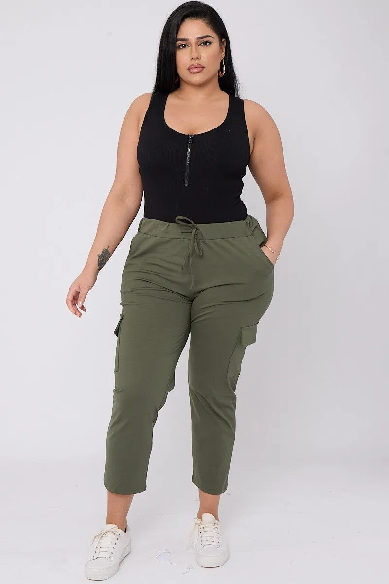 Kai PLUS SIZE Drawstring Waist Cargo Style Trousers With Pockets