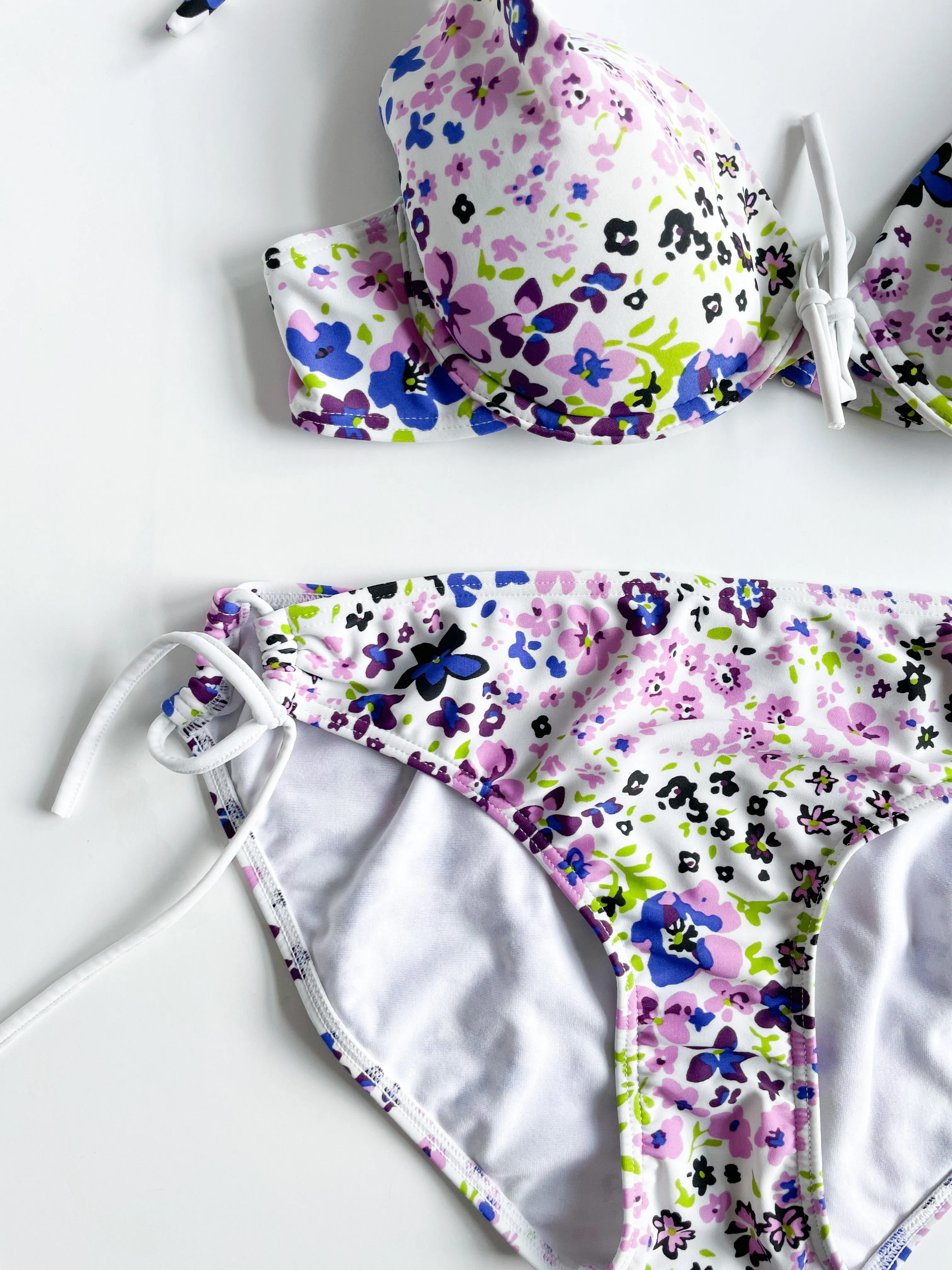 La Vie En Rose Aqua Purple Floral Bikini Set - Large