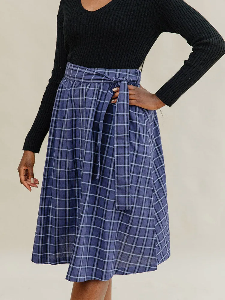 Laci Skirt - Indigo Plaid