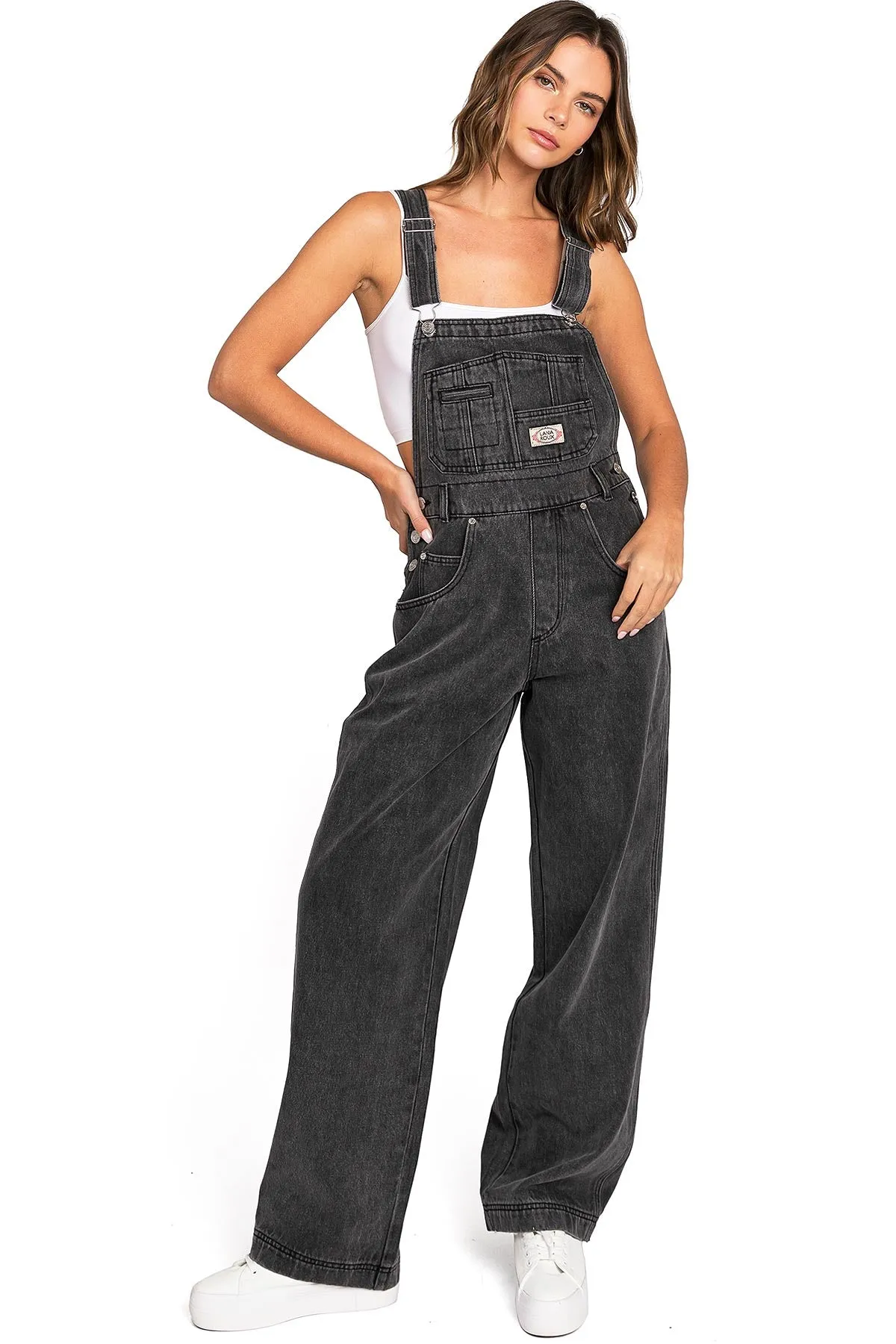 Lana Roux 90s Retro Dungaree Utility Denim Overalls