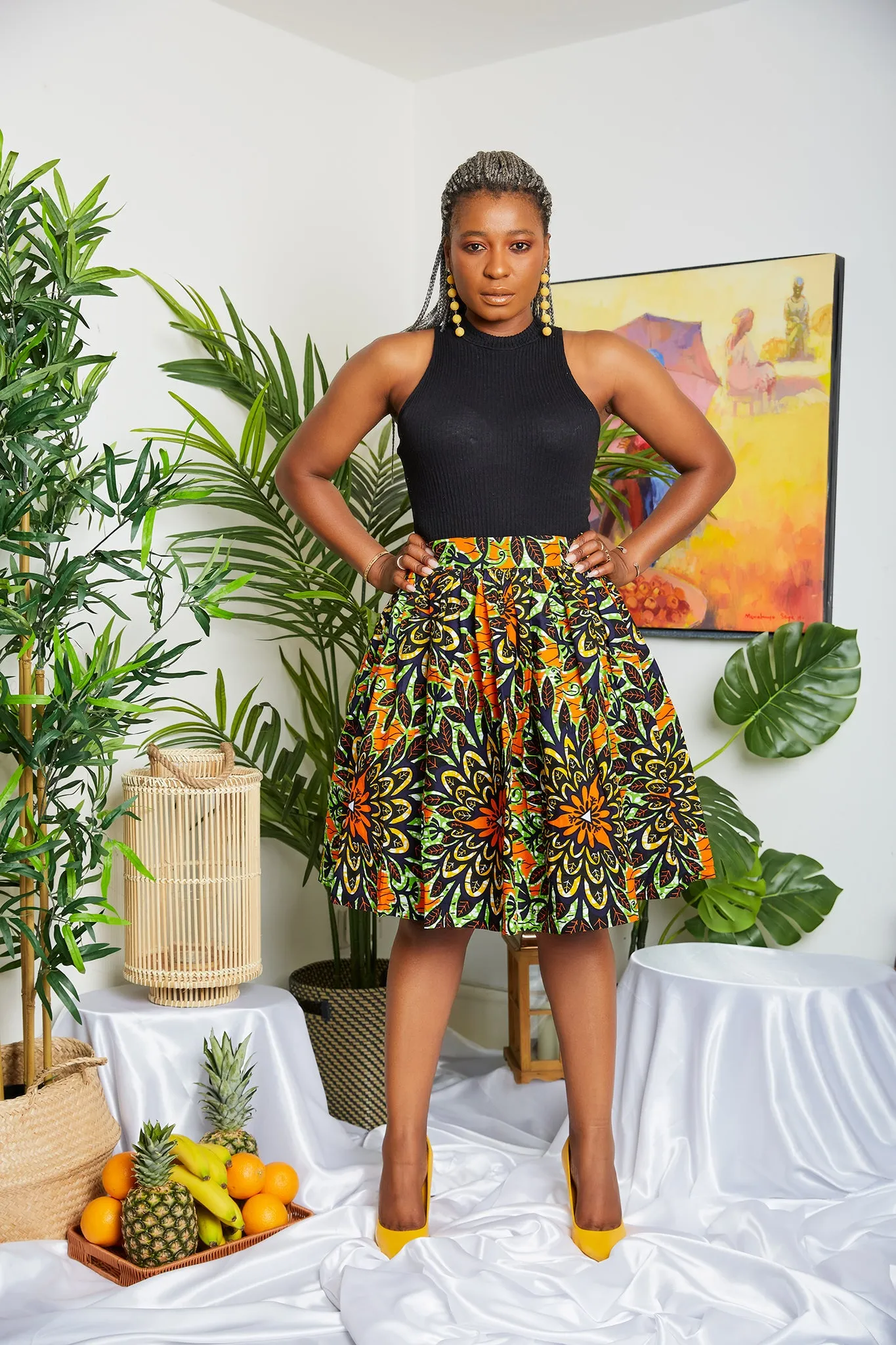 Last Piece African Print Midi Skirt