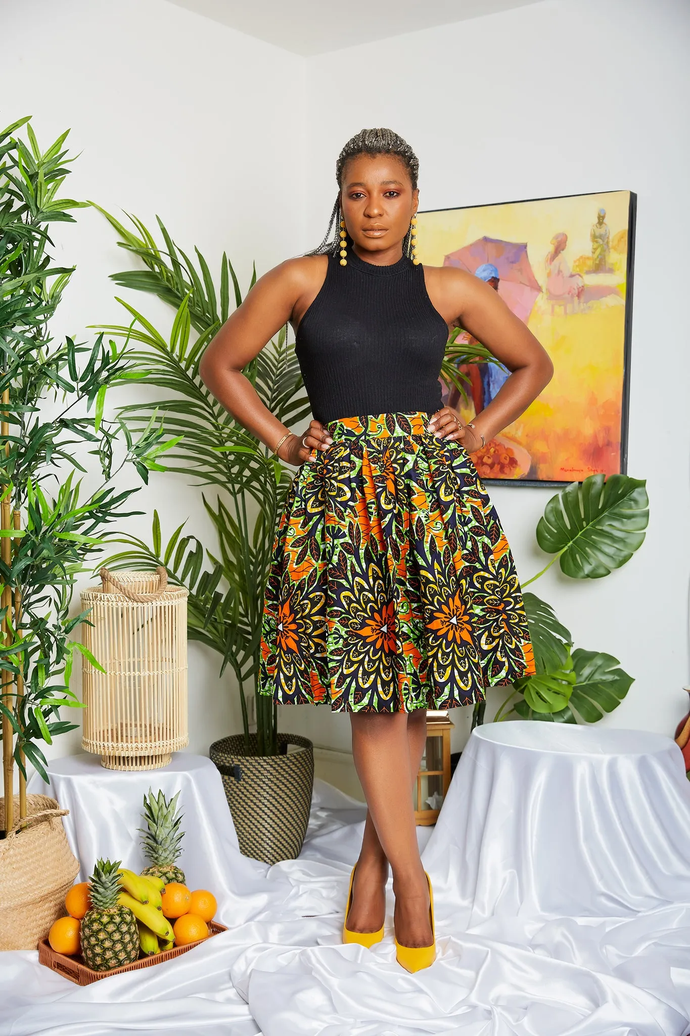 Last Piece African Print Midi Skirt