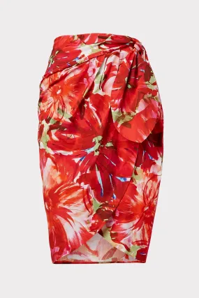 Liza Brushstroke Floral Poplin Wrap Skirt