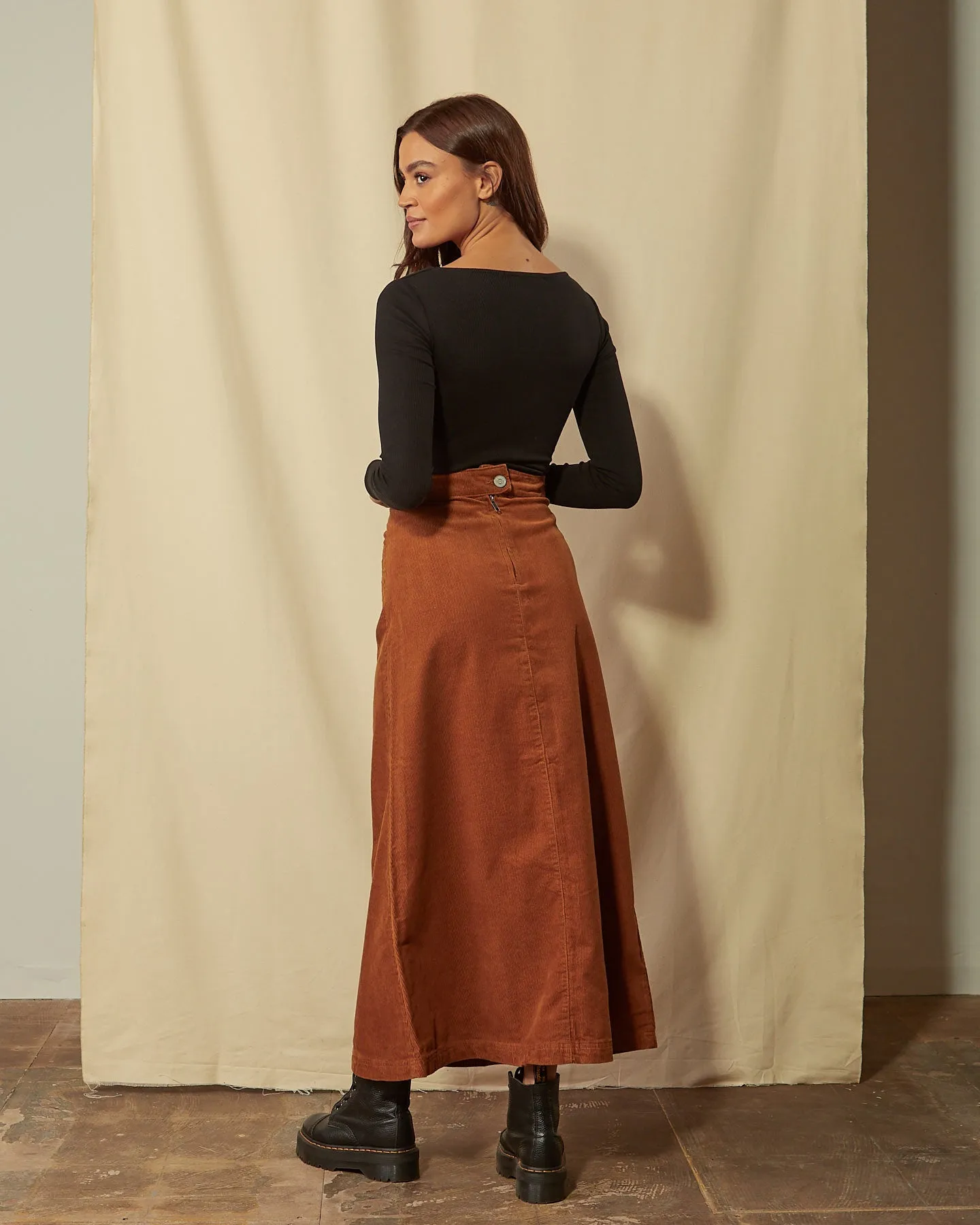 LOTTIE Long Cord Skirt - Brown