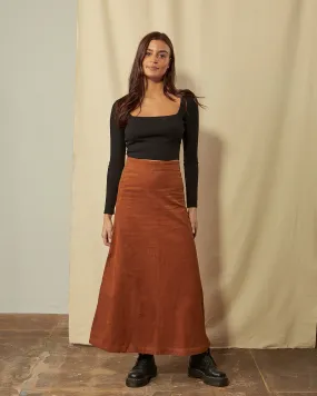 LOTTIE Long Cord Skirt - Brown