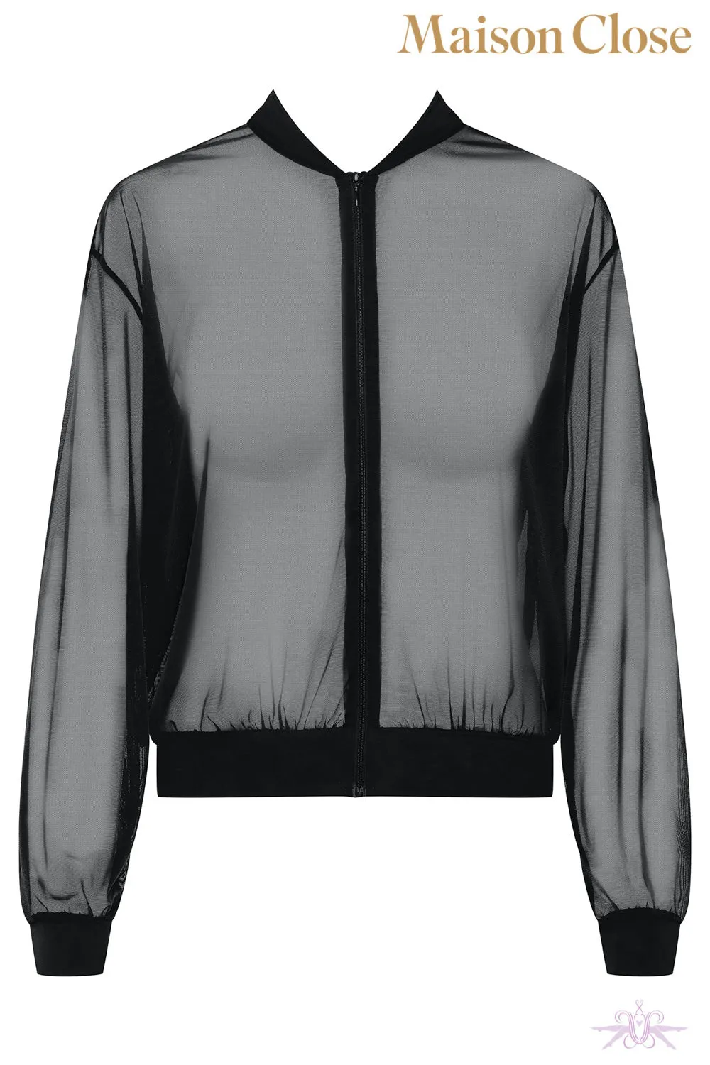 Maison Close Pure Tentation Sheer Black Bomber Jacket