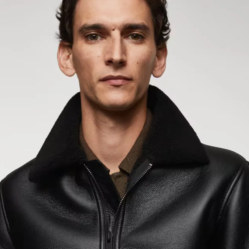 Men B3 Shearling lined leather effect jacket