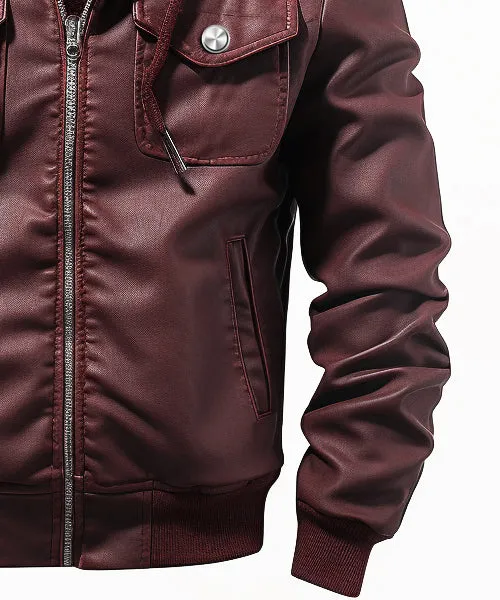 Men Classic Maroon Designer Biker Leather Jacket