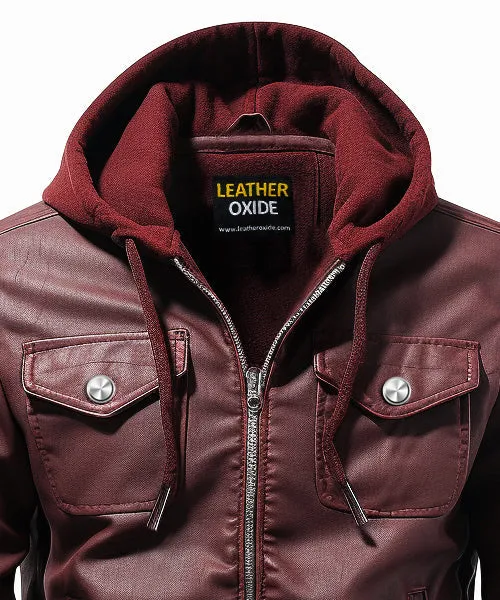 Men Classic Maroon Designer Biker Leather Jacket