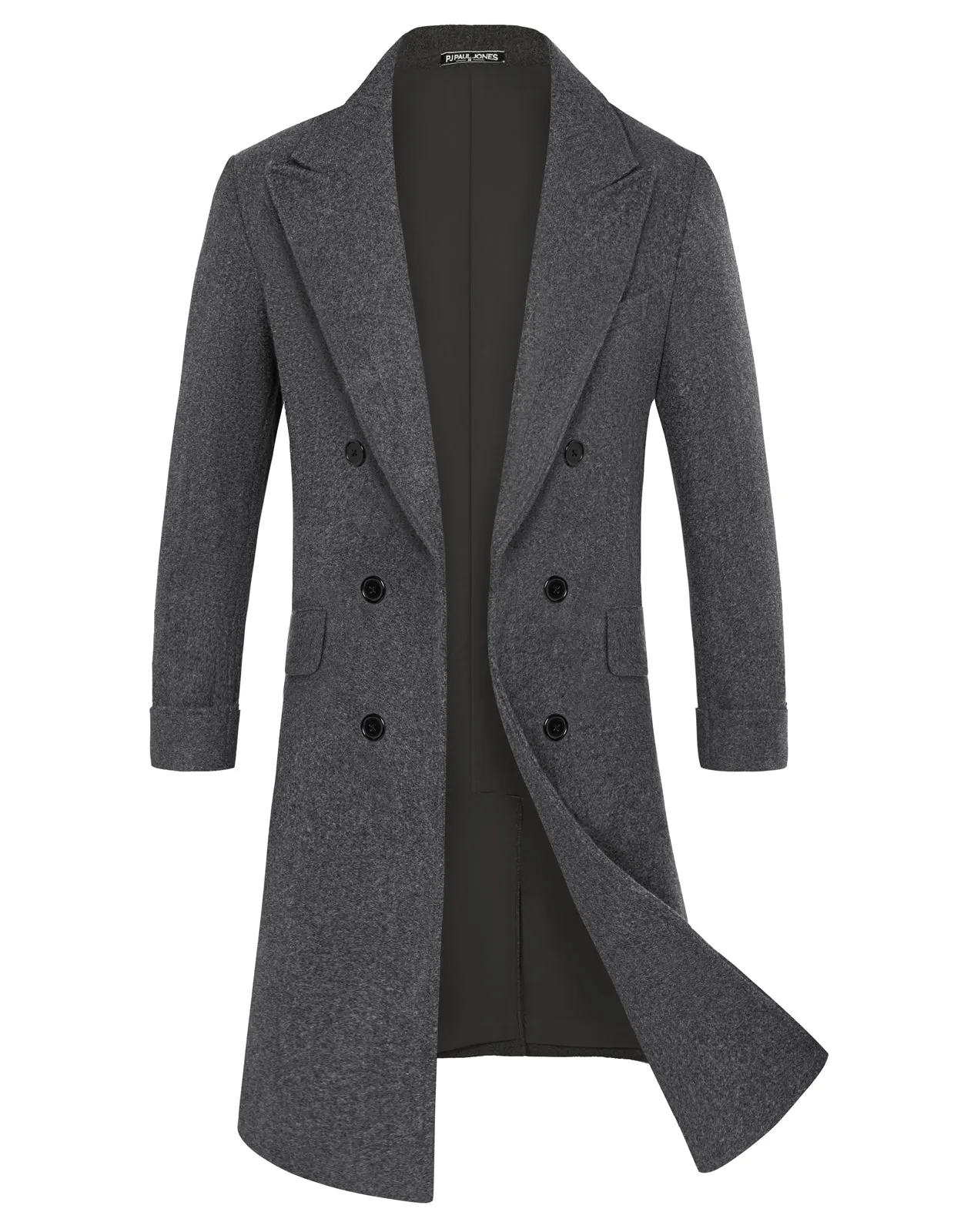 Men's Double Breasted Unisex Peacoat Wool Blend Long Trench Coats