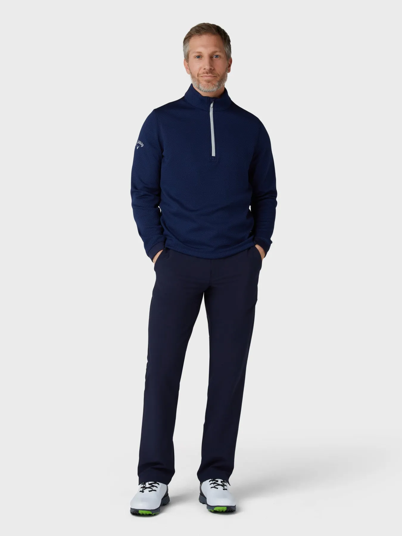 Men's Midweight 1/4 Zip Hex Pullover In Peacoat