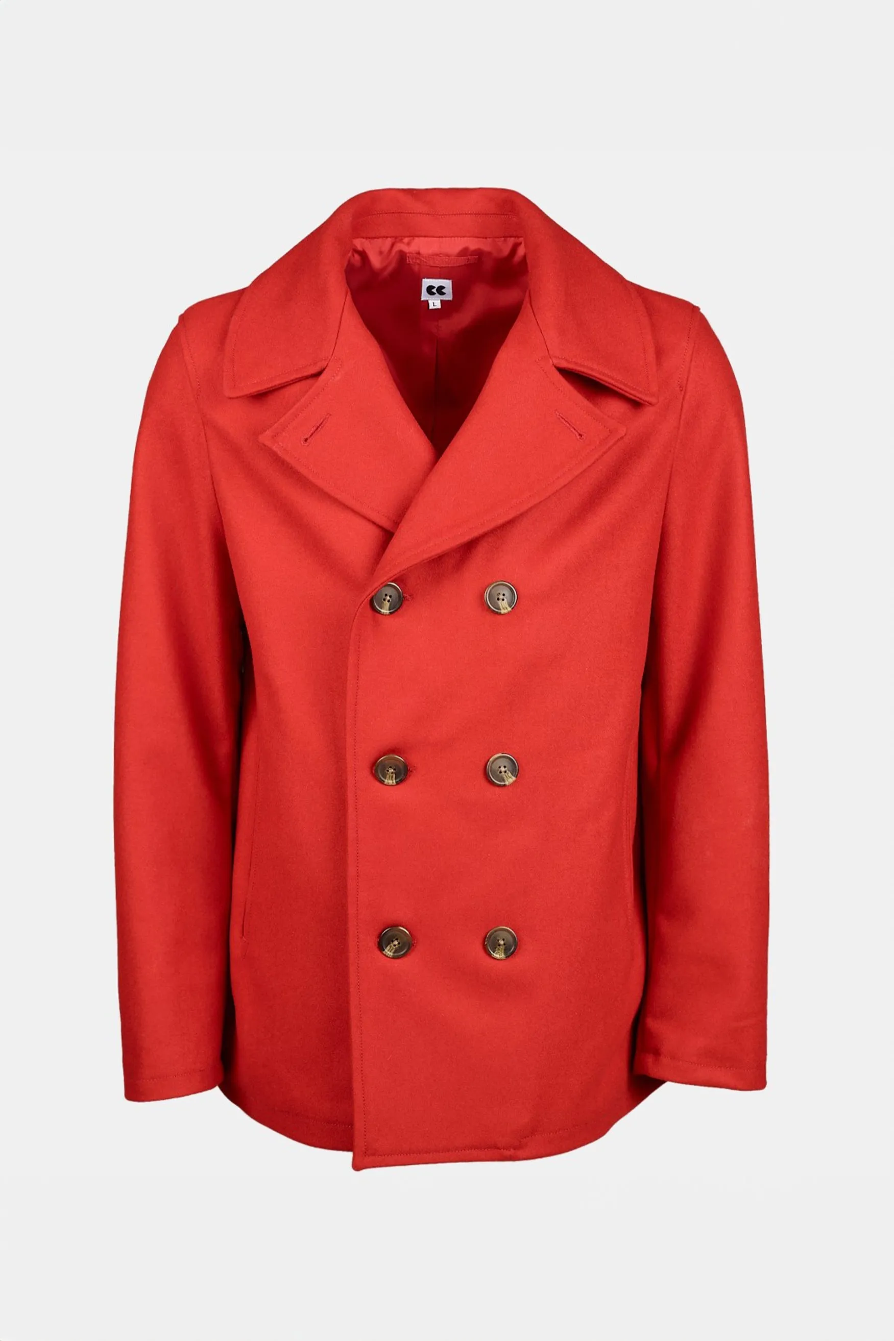 Men's Wool Peacoat - Red