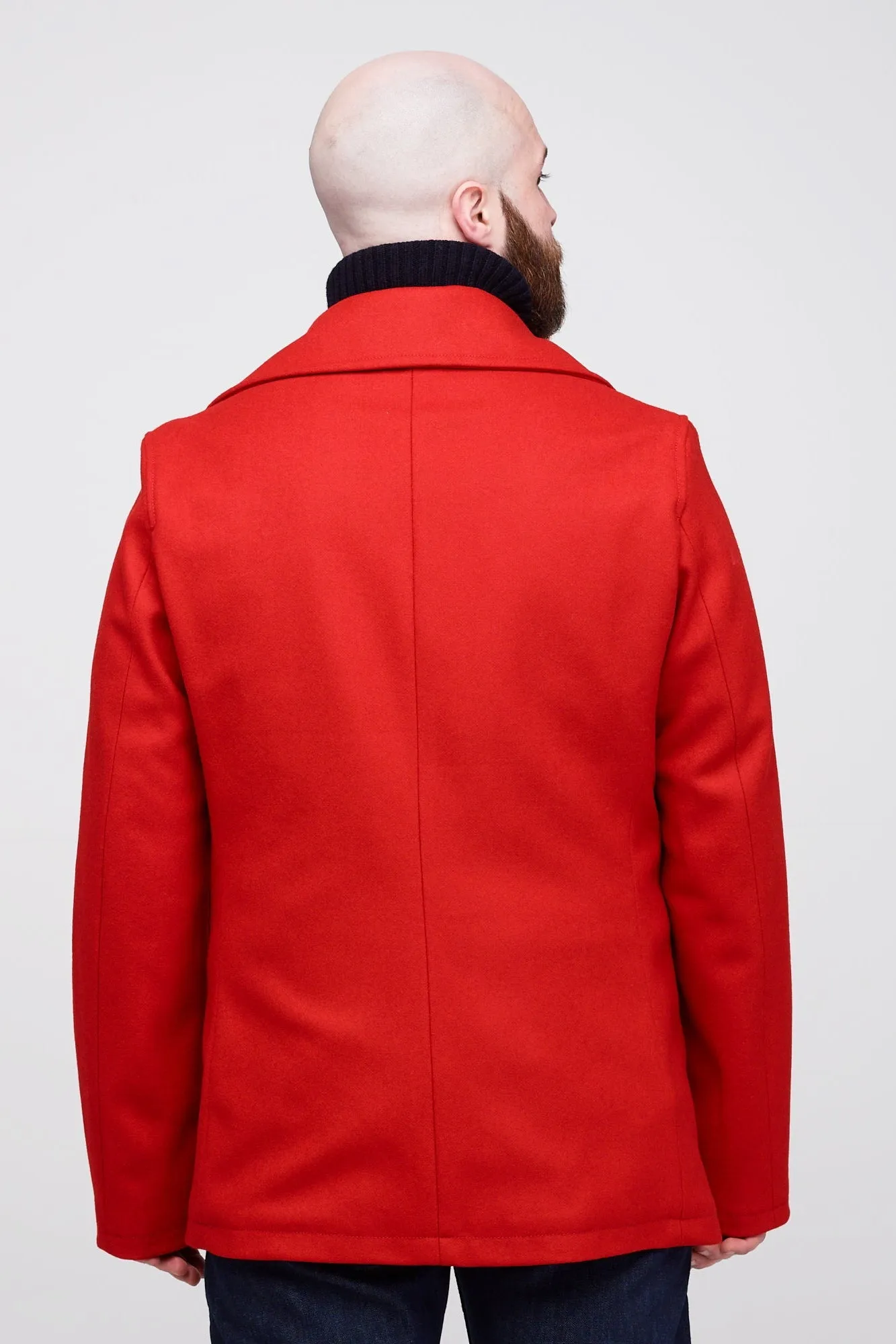 Men's Wool Peacoat - Red