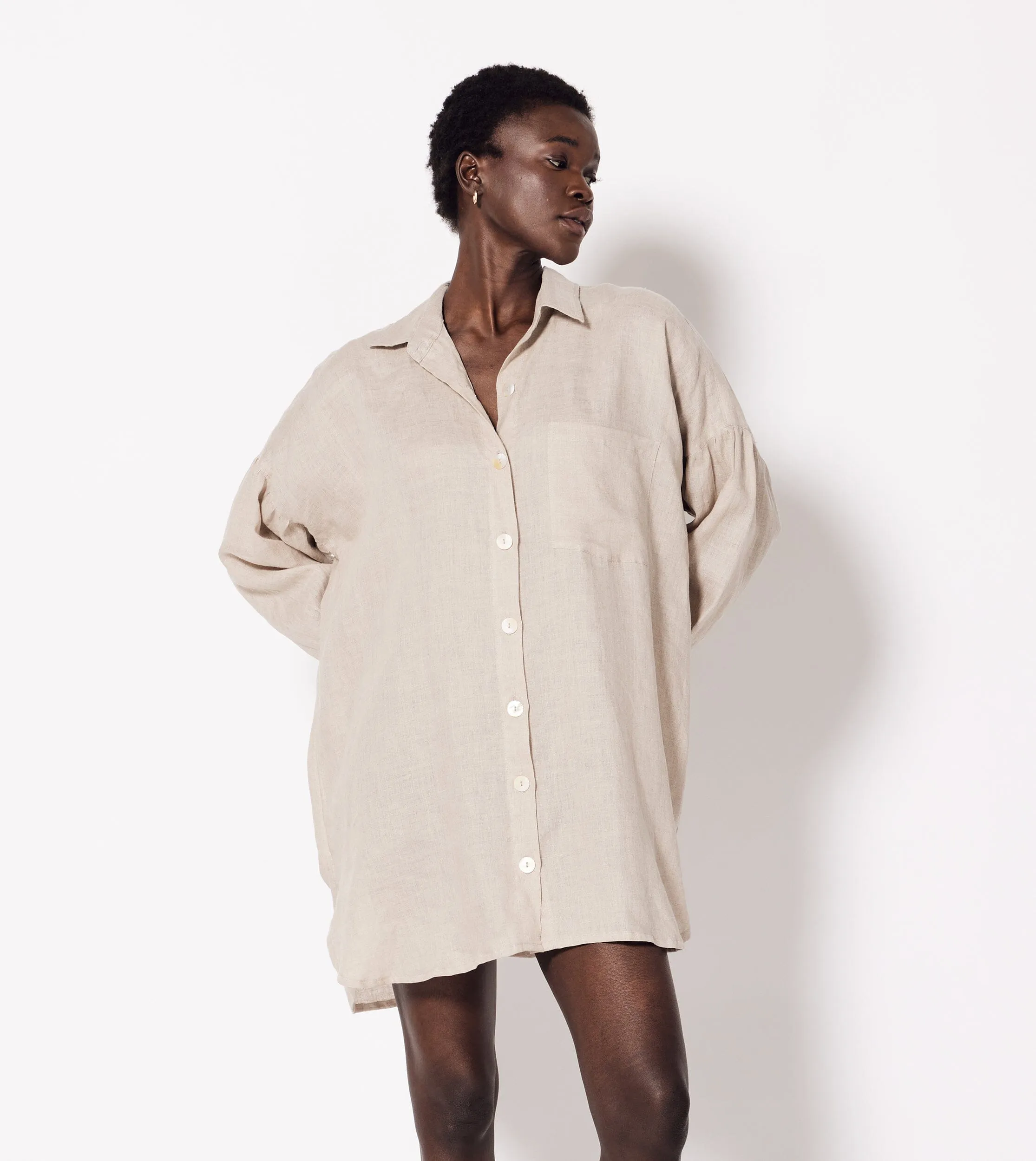 Nusa Button Up Top | Oatmeal