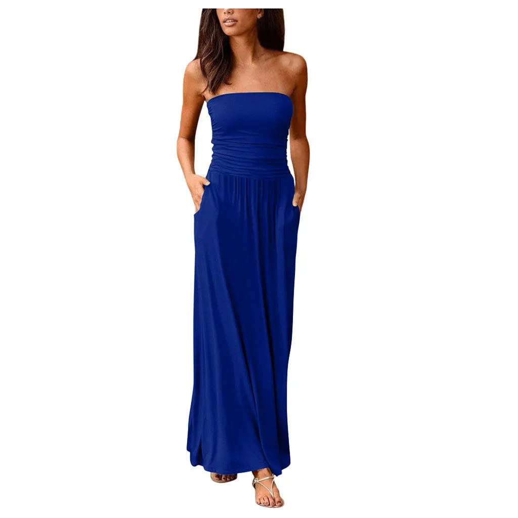 Olation Strapless Jersey Maxi Dress - Navy