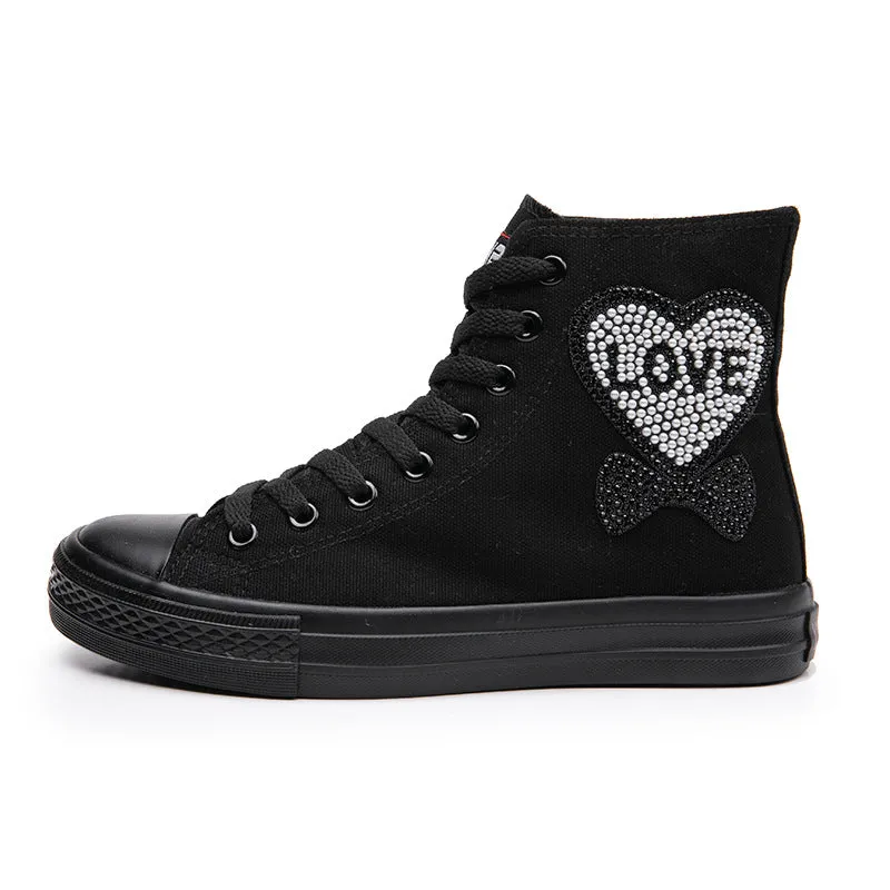 Owlkay Casual Sparkling High Top Canvas Shoes